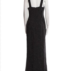 CHANEL Black and White Striped Backless Dress